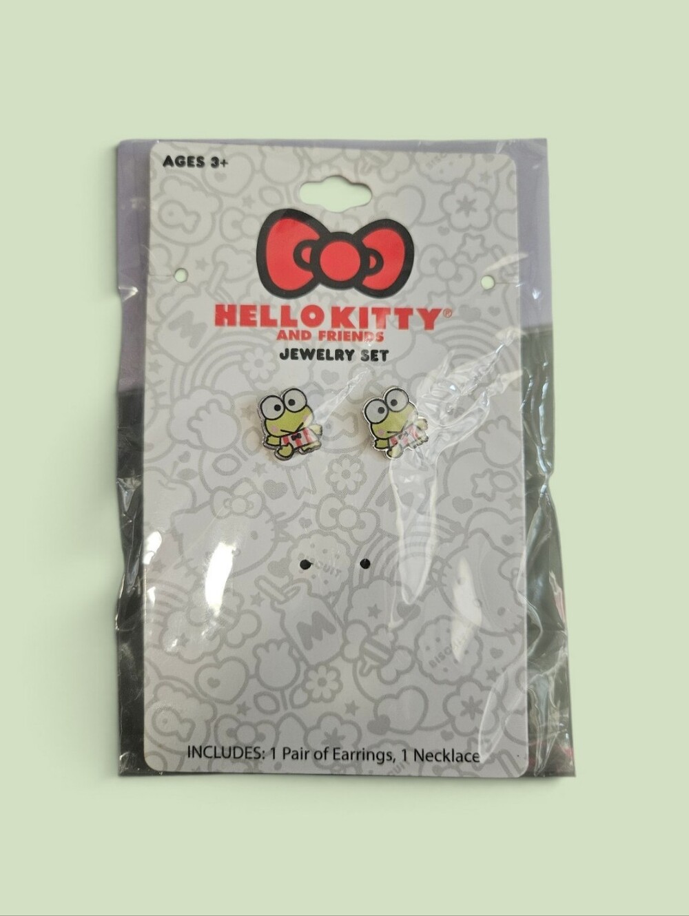 Hello Kitty Kids Frog Stud Earrings Yellow and Pink Accents